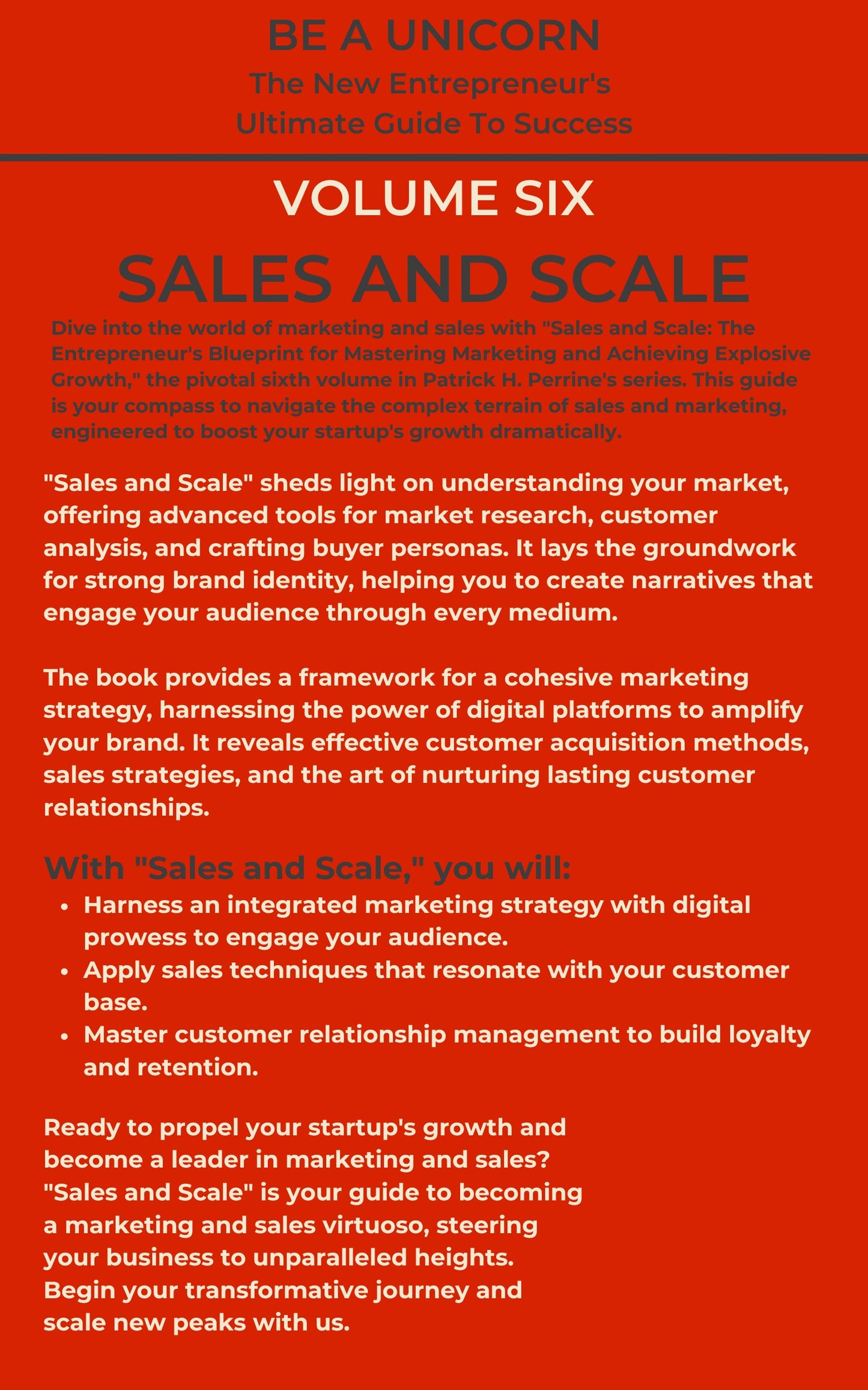 Vol 6 of the Be A Unicorn Series: Sales and Scale